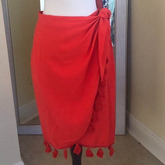 Show Me Your MuMu Dresses & Skirts - Show Me Your MuMu Red W/Tassels Faux Wrap Skirt/Coverup Medium